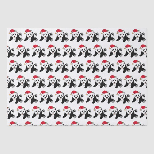 Cute Christmas Panda Bear in Santa Hat Holiday Tissue Paper (Front)