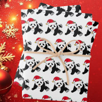 Cute Christmas Panda Bear in Santa Hat Kids