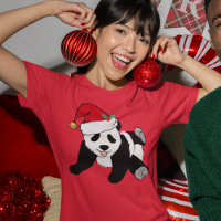 Cute Christmas Panda Bear in Santa Hat Women's