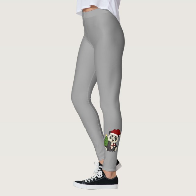 Cute Christmas Panda Bear Leggings (Left)