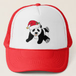 Cute Christmas Panda Bear Santa Trucker Hat<br><div class="desc">Cute Christmas Pandas are a great holiday gift for the person who loves animals. This adorable black and white panda bear is wearing a red Santa hat. I can't get enough of the holidays and pretty animal gifts.</div>