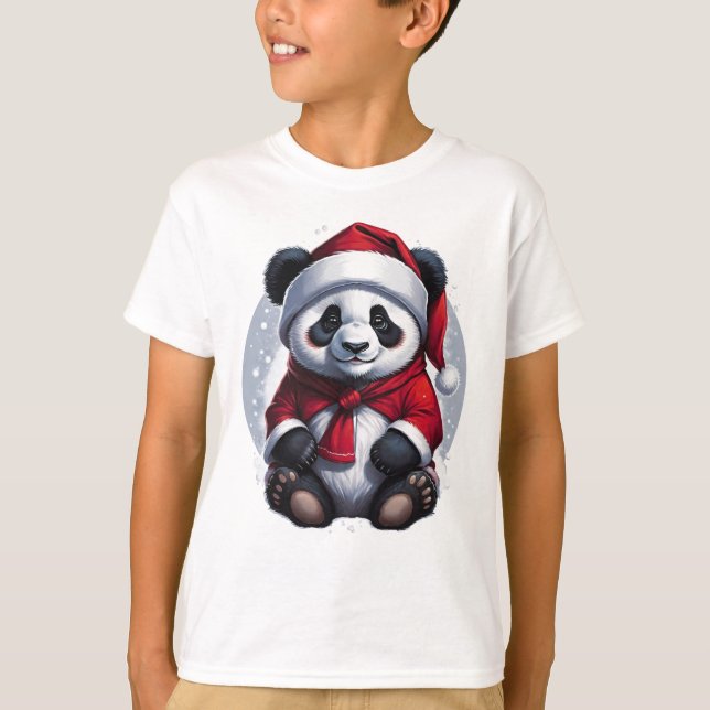 Cute Christmas Panda T-Shirt (Front)