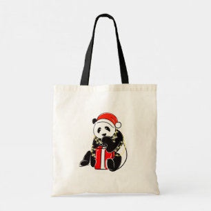 Cute Christmas Panda Tote Bag – Minimal Holiday