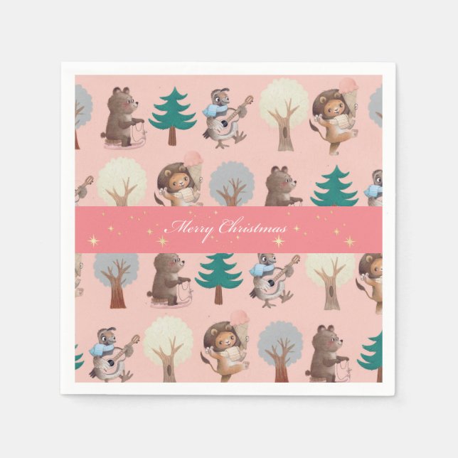 Cute Christmas  Paper Plates Napkin (Front)