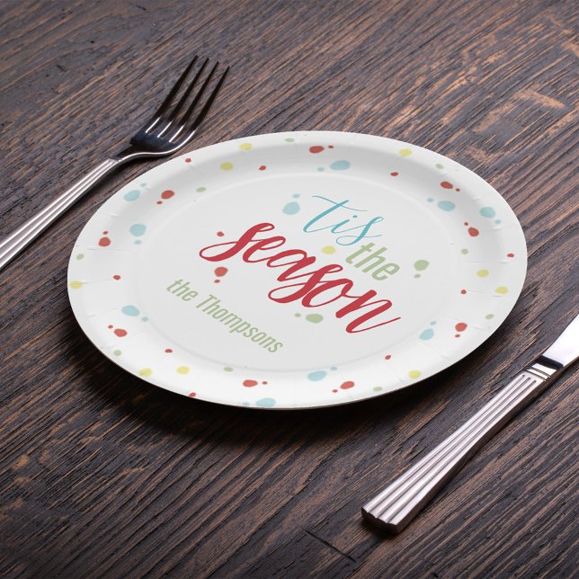 Cute Christmas Party Colorful Custom  Paper Plate (Tis the Season to be merry and host parties, with a custom paper plate. )