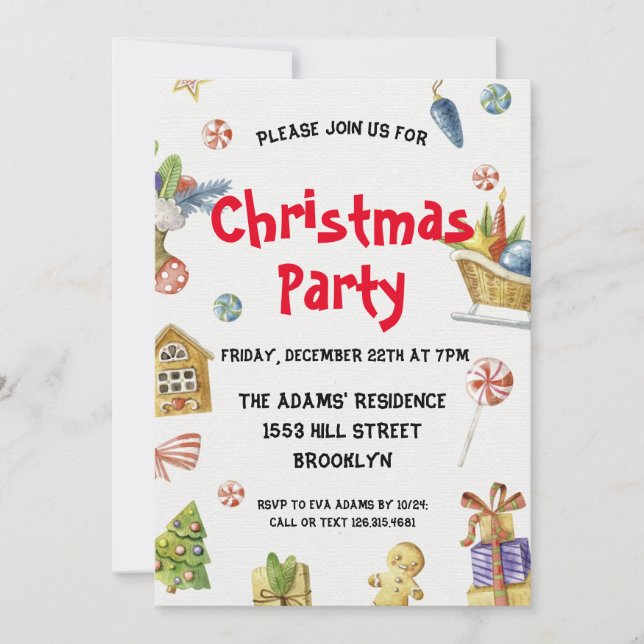Cute Christmas Party Invitation (Front)