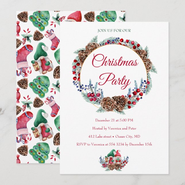 Cute Christmas Party Invitation (Front/Back)