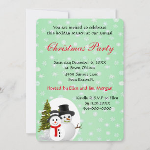 Cute Christmas Party Invitation with Snowman