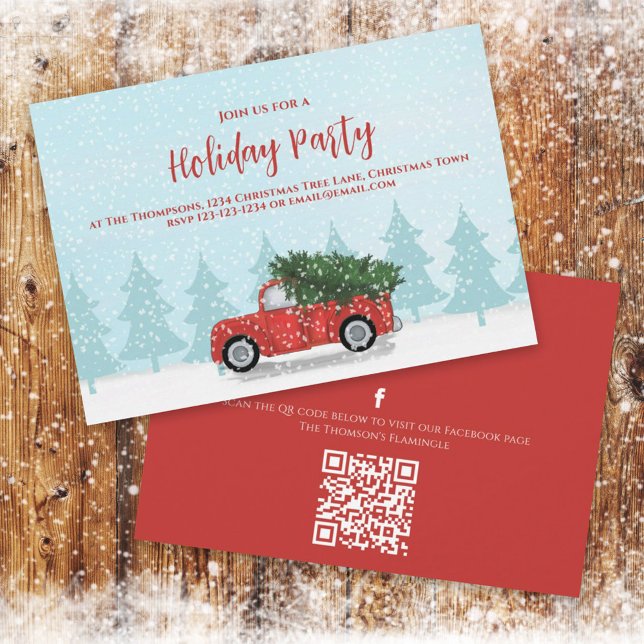 Cute Christmas Party Red Truck Festive Invitation (Creator Uploaded)