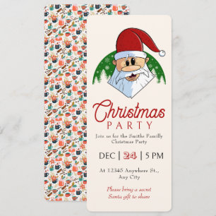 Cute Christmas Party Santa Festive Elegant Floral Invitation