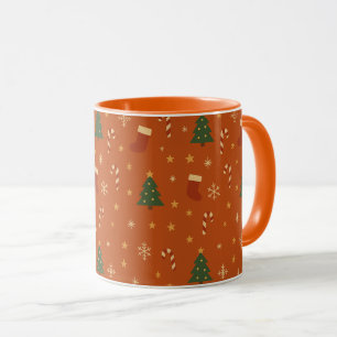Cute Christmas Pattern – Candy Canes, Trees Mug