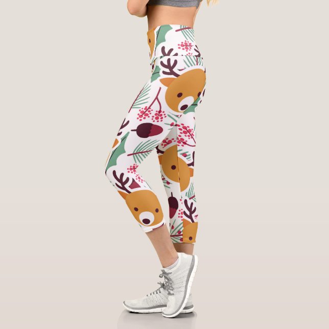 Cute Christmas Pattern Capri Leggings (Left)