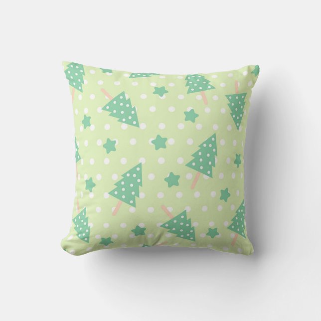  Cute Christmas pattern green Cushion (Front)