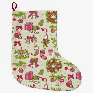 Cute Christmas Pattern Large Christmas Stocking
