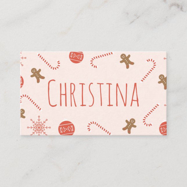 Cute Christmas Pattern Place Card (Front)