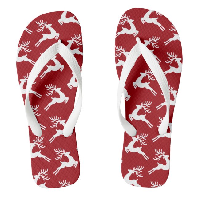 Cute Christmas Pattern Red Flip Flops (Footbed)