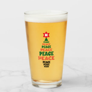 Cute Christmas Peace Green Tree Custom Initial Glass