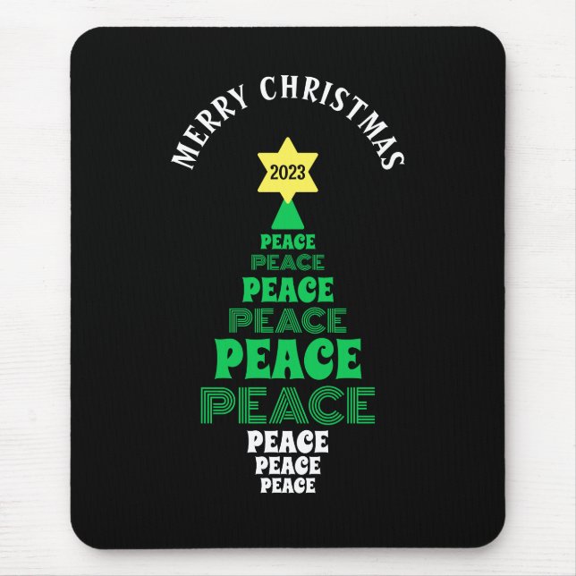 Cute Christmas Peace Tree Custom Year Black Mouse Mat (Front)