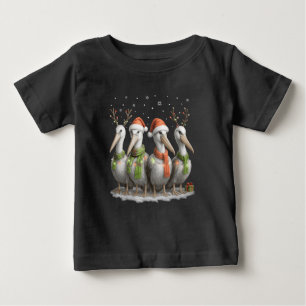 Cute Christmas Pelican with Santa Hat  Baby T-Shirt