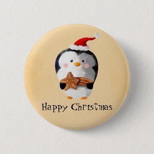 Cute Christmas Penguin 6 Cm Round Badge
