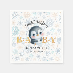 Cute Christmas Penguin Baby Shower Napkins