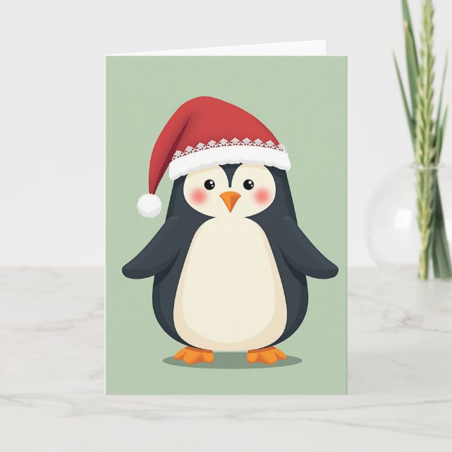Cute Christmas Penguin Card (Front)