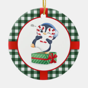 Cute Christmas Penguin Ceramic Tree Decoration