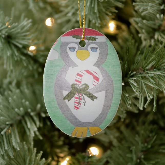 Cute Christmas Penguin Ceramic Tree Decoration (Tree)