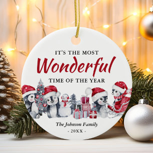 Cute Christmas Penguin Ceramic Tree Decoration