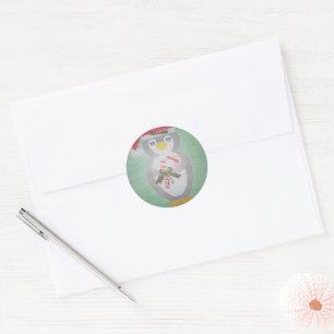 Cute Christmas Penguin Classic Round Sticker