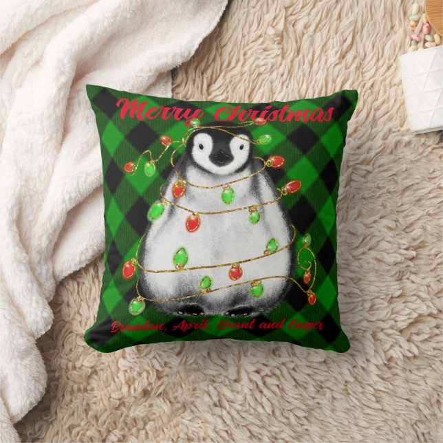 Cute Christmas Penguin festive Arctic animal  Cushion (Blanket)