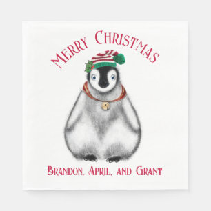 Cute Christmas Penguin , festive Arctic animal  Napkin