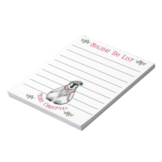 Cute Christmas Penguin , festive Arctic animal  Notepad (Rotated)