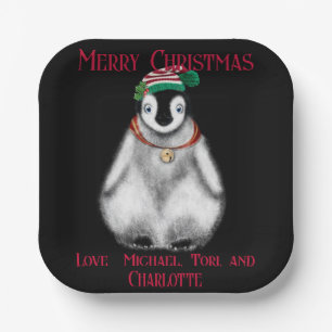 Cute Christmas Penguin , festive Arctic animal     Paper Plate