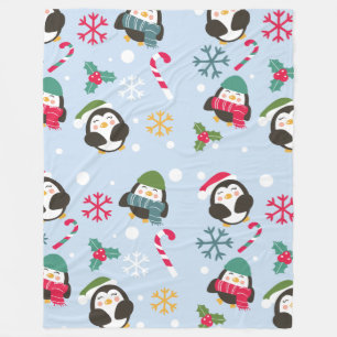 Cute Christmas Penguin Fleece Blanket