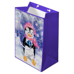 Cute Christmas Penguin Gift Bag