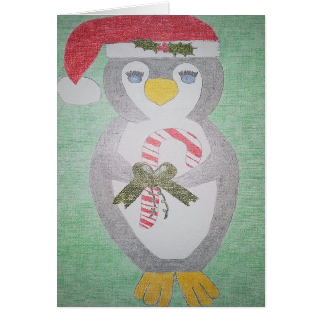 Cute Christmas Penguin Greeting Card (Front)