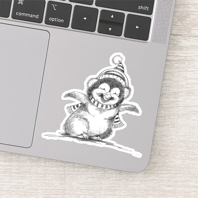 Cute Christmas Penguin, Happy Baby Bird (Detail)