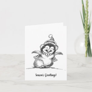 Cute Christmas Penguin, Happy Baby Bird Holiday Card