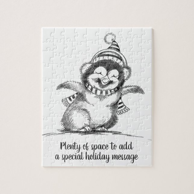 Cute Christmas Penguin, Happy Baby Bird Jigsaw Puzzle (Vertical)