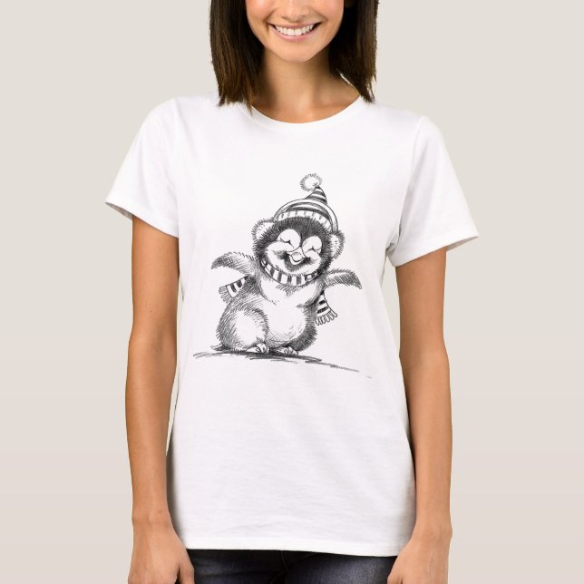 Cute Christmas Penguin, Happy Baby Bird T-Shirt (Front)