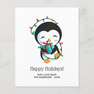 Cute Christmas Penguin Happy Holidays Photo Flyer