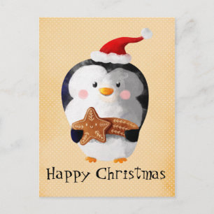 Cute Christmas Penguin Holiday Postcard