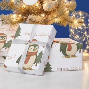 Cute Christmas Penguin Holiday – Vintage Winter Wrapping Paper