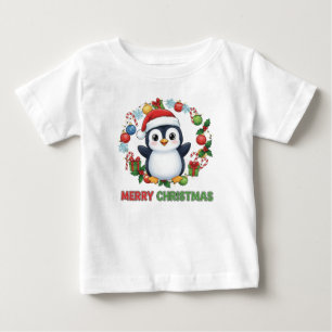 Cute Christmas Penguin Illustration Baby T-Shirt