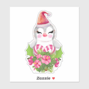 Cute Christmas Penguin in Santa Hat