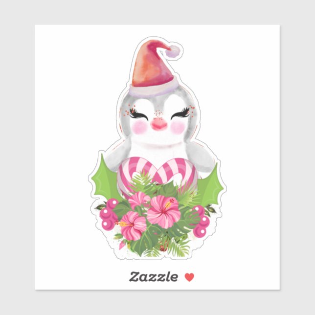 Cute Christmas Penguin in Santa Hat (Sheet)