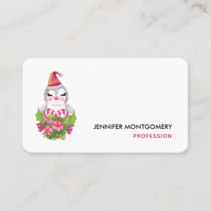 Cute Christmas Penguin in Santa Hat Business Card