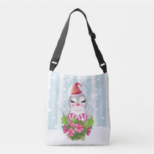 Cute Christmas Penguin in Santa Hat Crossbody Bag