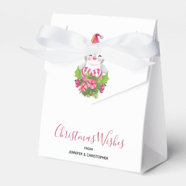 Cute Christmas Penguin in Santa Hat Favour Box (Front Side)